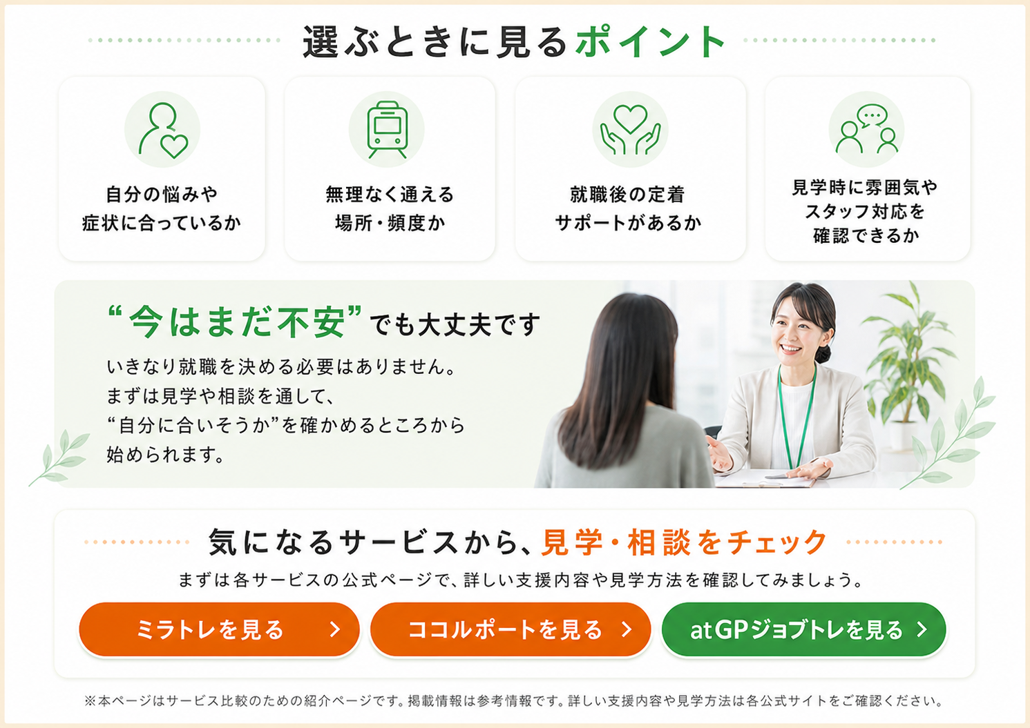 就労移行支援サービスを選ぶポイントと見学相談への案内
